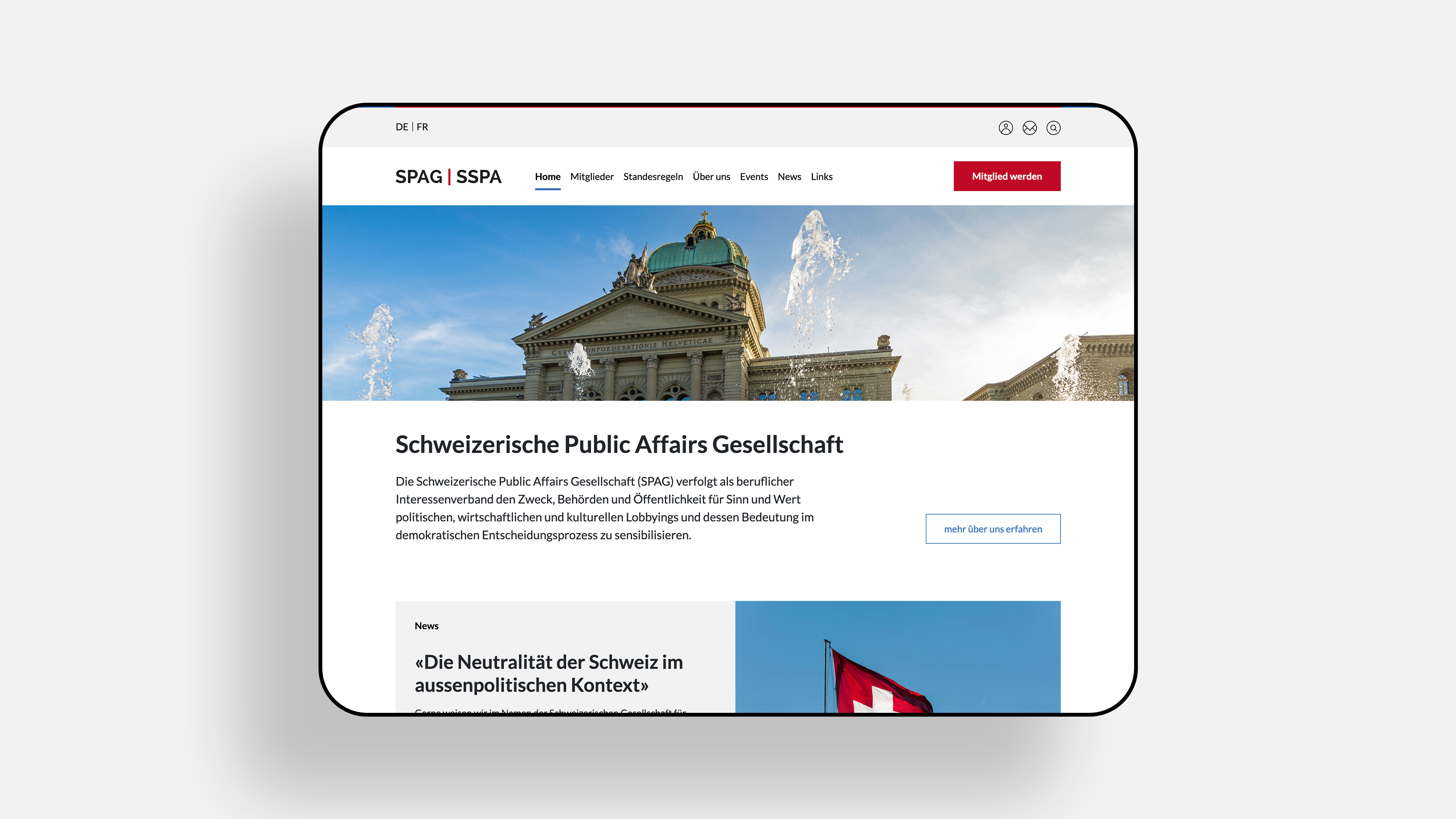 Schweizerische Public Affairs Gesellschaft SPAG Website